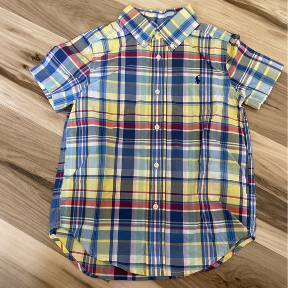 Ralph Lauren Other - Ralph Lauren Short Sleeve Button Down Blue Yellow Red Plaid Size 4.   A